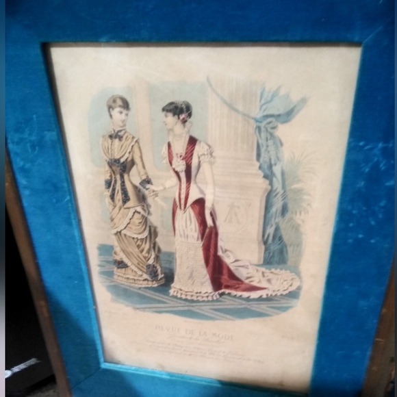 Antique 1800's  French Fashion REVUE DE LA MODE signed & numbered framed set - Picture 5 of 16